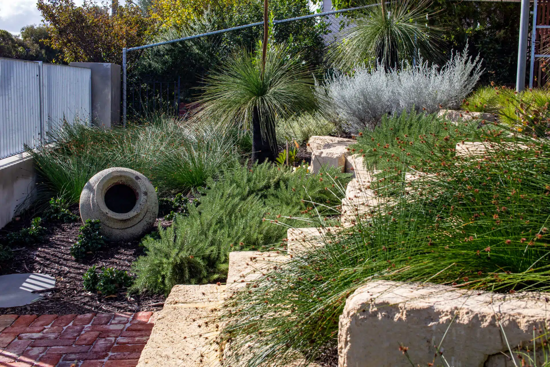 Backyard with cyclone fencing