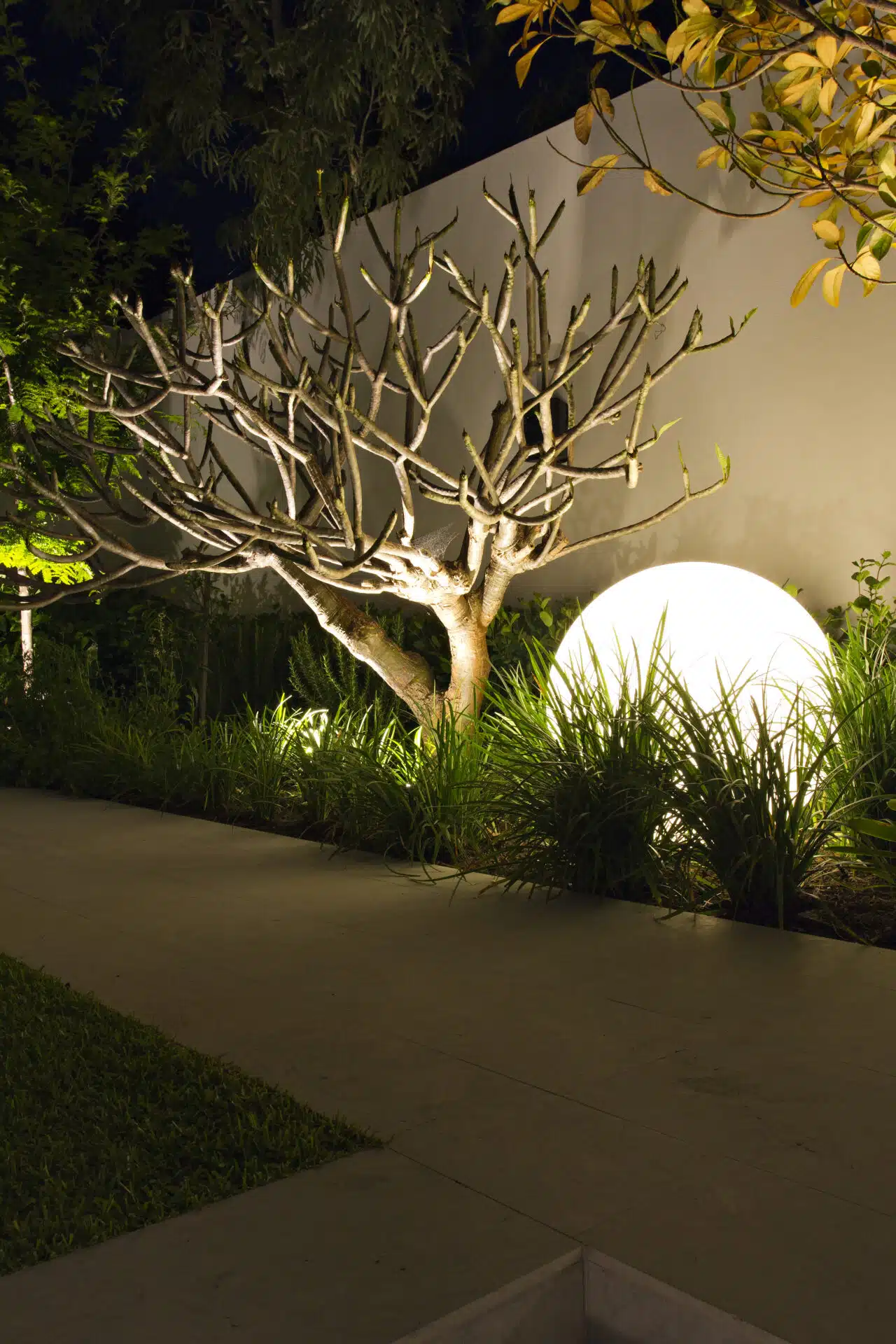 Entry way with garden lighting