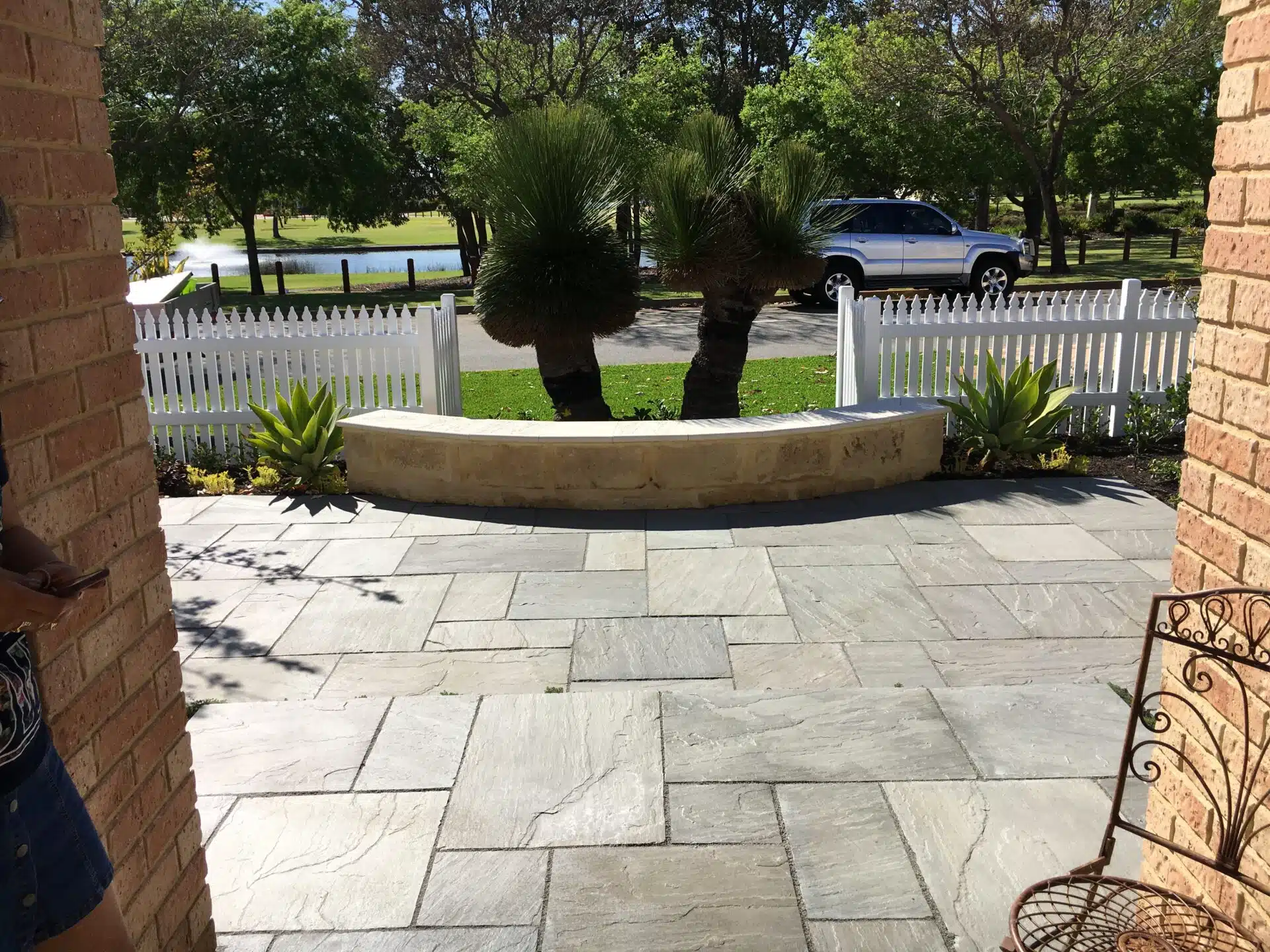 Front yard with picket fence